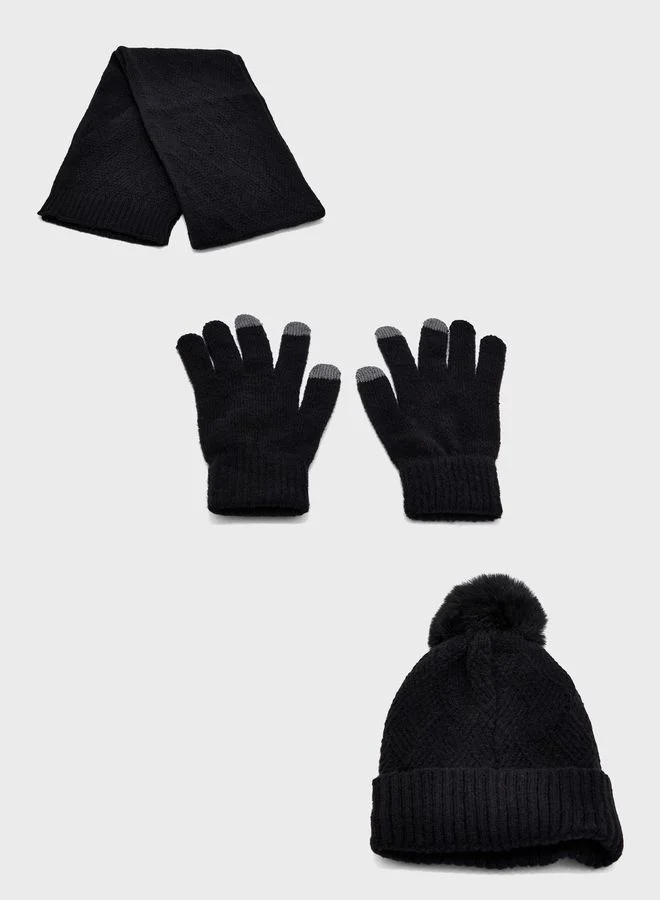 Ginger Winter Beanie,Glove & Scarf Set