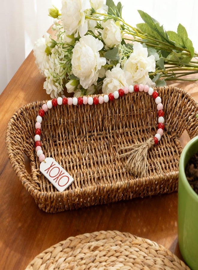 RHOttbiy Valentine's Day Wood Bead Garland with Tassel XOXO Tags Rustic Valentines Wooden Beads Pink Red White Beads Wall Hanging Farmhouse Wood Bead Garland Decor for Tiered Tray Vase Home Wedding Decorations - Image 5