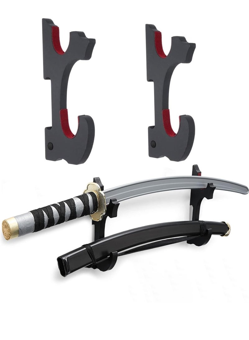 Generic 2 PCS Sword Hook Wall Mount Samurai Sword Hanger,for Wall Adjustable Wooden Sword Rack,Decorative Katana Holder Martial Arts Toy Stands Display with Screw Accessories for Saber Tanto Rapier Cosplay - Image 1