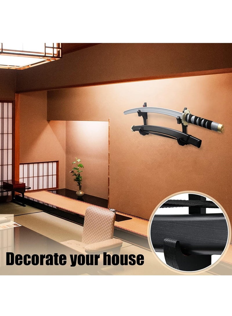 Generic 2 PCS Sword Hook Wall Mount Samurai Sword Hanger,for Wall Adjustable Wooden Sword Rack,Decorative Katana Holder Martial Arts Toy Stands Display with Screw Accessories for Saber Tanto Rapier Cosplay - Image 5