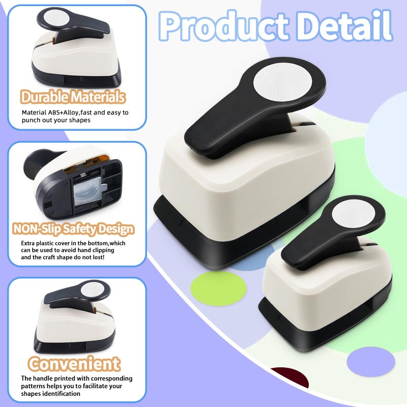 HKKYO Circle Punch, Circle Hole Punch, Paper Hole Puncher, 3 PCS CirclePunch Set, 1 inch Hole PunchCircle, 5/8'' CirclePaper Punchers, 3/8'' Craft Punches, HolePuncher for Crafts, Shape Punches - Image 5