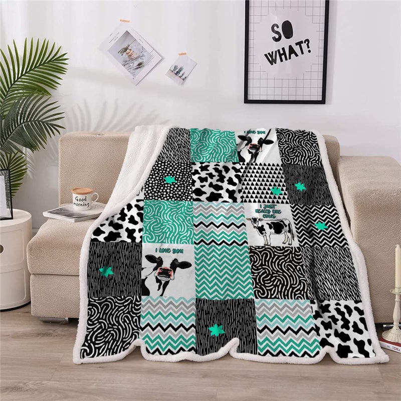 Belperan Cow Blanket Cow Decor Bedding Throw Soft Print Queen Size Blanket for Girl Women Birthday Valentine's Day Soft Cute Print Farm Animal Cow Blanket (60""x80"" cow3) - Image 3