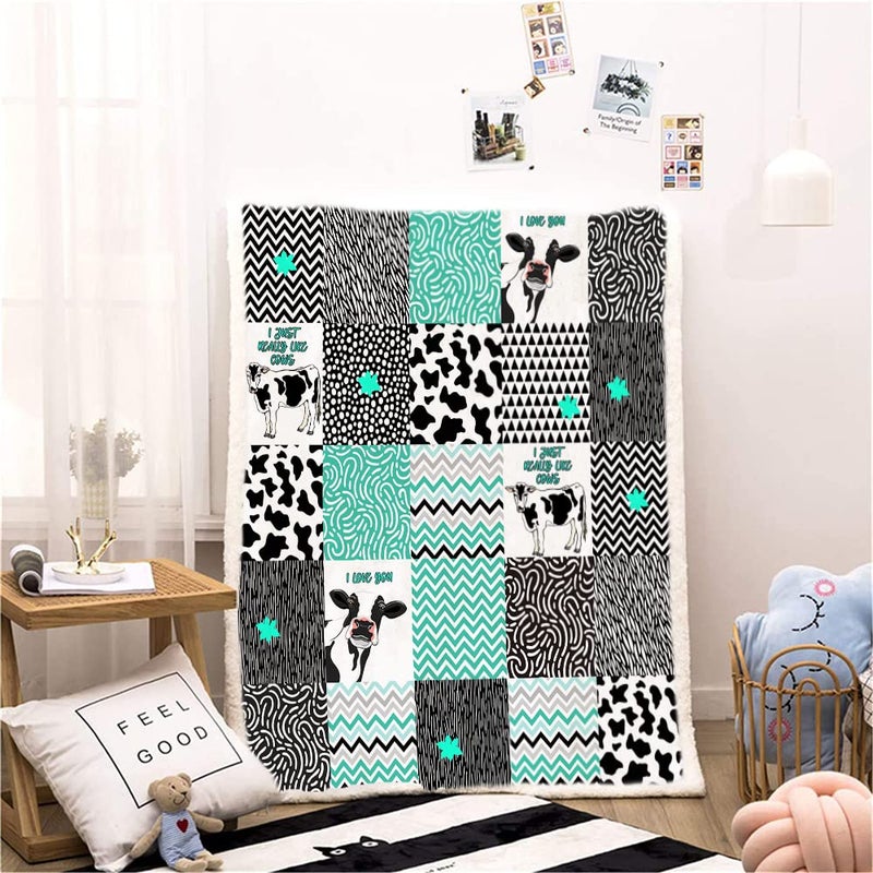 Belperan Cow Blanket Cow Decor Bedding Throw Soft Print Queen Size Blanket for Girl Women Birthday Valentine's Day Soft Cute Print Farm Animal Cow Blanket (60""x80"" cow3) - Image 5