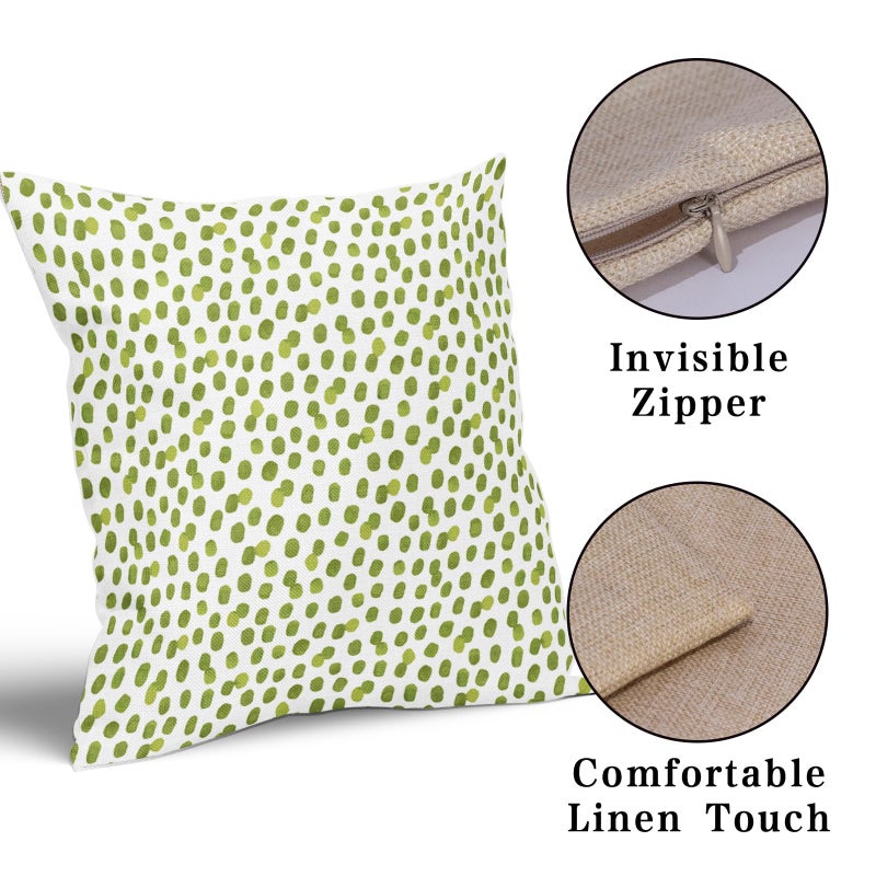 Anyako Boho Sage Green and White Pillowcase Set of 2 Green Boho Throw Pillows Square 18x18 Inch Bohemian Polka Dot Spring Pillow Cushion Covers Farmhouse Decor for Home Living Room Bed Couch Sofa Outdoor - Image 5