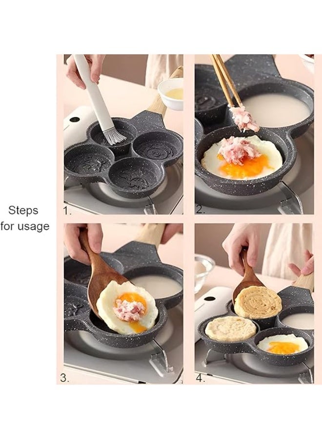 Multi-cooker pancake and egg frying pan – 4 non-stick holes with a comfortable handle – ideal for breakfast, eggs, burgers, and crepes - Image 2