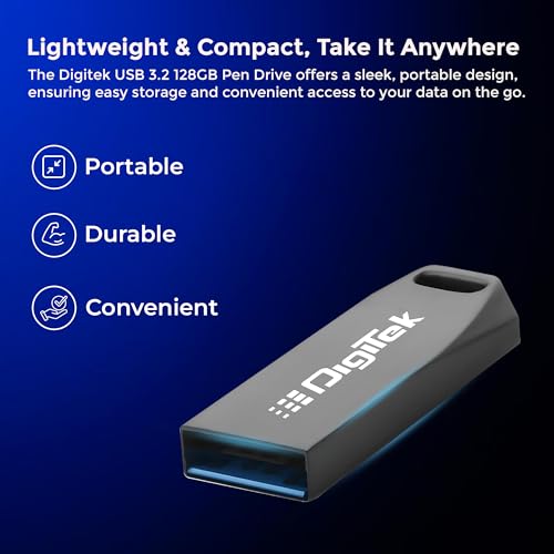 Digitek (Dud 128G V3.2) USB 3.2 Flash Drive, 128GB Storage, High Speed Read & Write, Pen Drive, Magnetic, X-Ray & Temperature Resistant | Compatible with Windows & Mac OS - Image 3