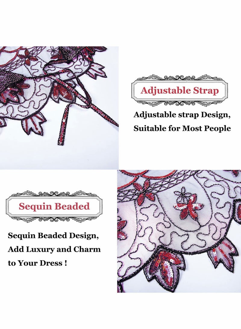 Excefore 1920s Shawl Wraps Sequined Fringed Evening Cape Wedding Bridal Scarf for Dresses Party - Image 3