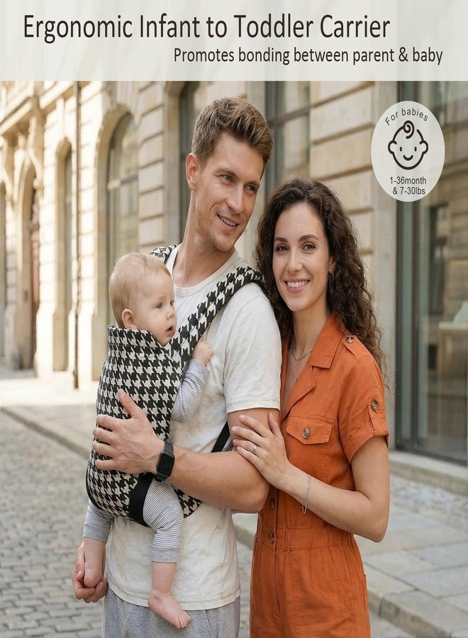 MISSWISDOM Baby Carrier for Dad (7-30lbs)-Military Stylish Infant Holder Carriers Newborn to Toddler, Men Baby Carrier with Windproof Cap, One Size Fits All, Black Houndstooth Print - Image 3