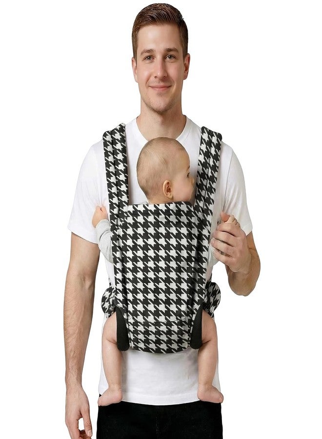 MISSWISDOM Baby Carrier for Dad (7-30lbs)-Military Stylish Infant Holder Carriers Newborn to Toddler, Men Baby Carrier with Windproof Cap, One Size Fits All, Black Houndstooth Print - Image 1