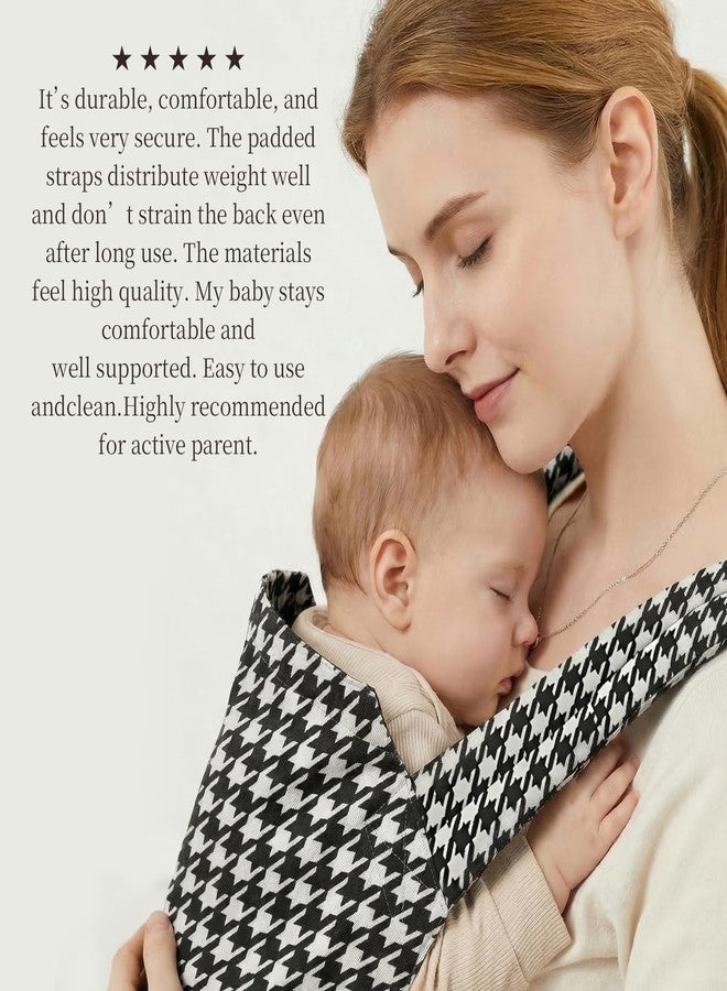MISSWISDOM Baby Carrier for Dad (7-30lbs)-Military Stylish Infant Holder Carriers Newborn to Toddler, Men Baby Carrier with Windproof Cap, One Size Fits All, Black Houndstooth Print - Image 2