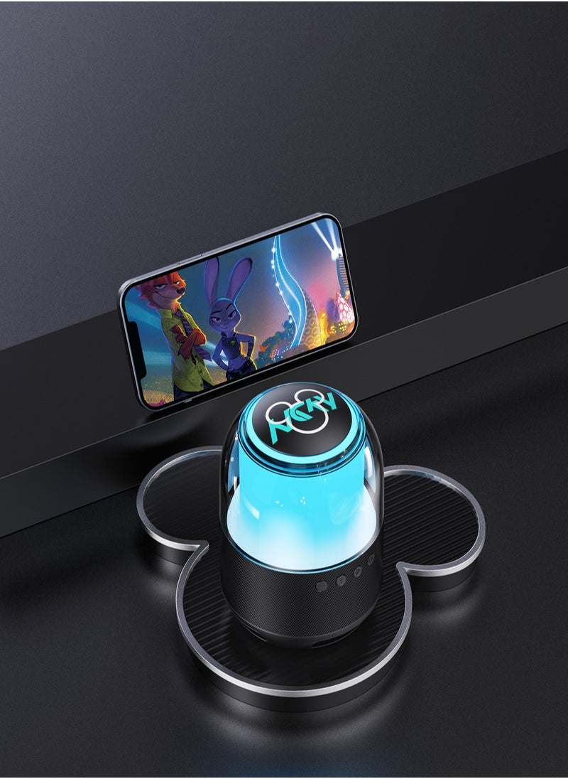 ديزني - مكبر صوت ديزني QS-S1 ميكي سمارت بلوتوث HIFI صوت محيطي ملون LED ضوء مكبر صوت صغير لاسلكي مثالي لموسيقى الجهير الثقيلة الناعمة مع ضوء عرض مذهل - Image 1