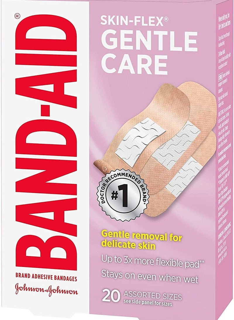 Band-Aid لصقات لاصقة للعناية اللطيفة من سكين-فليكس. أحجام متنوعة 20 لصقة - Image 1
