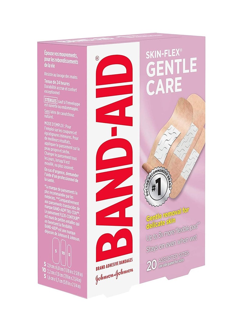 Band-Aid لصقات لاصقة للعناية اللطيفة من سكين-فليكس. أحجام متنوعة 20 لصقة - Image 3