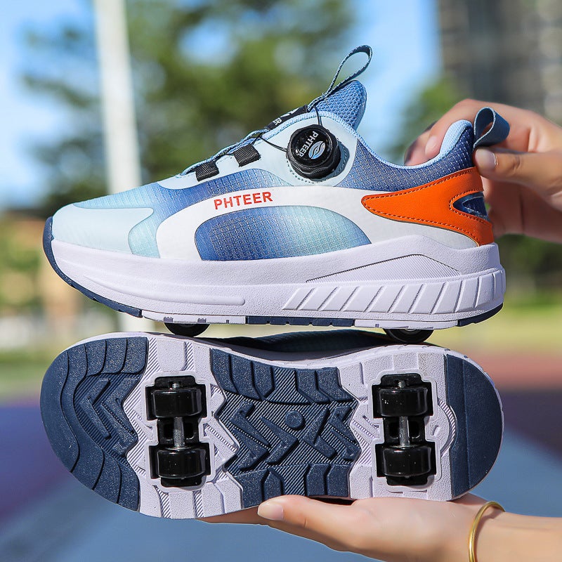 Heywalk Shoes Children Skates Swivel Button Summer Four Wheel Pulley Double Wheel Row Shoes With Wheels - Image 1