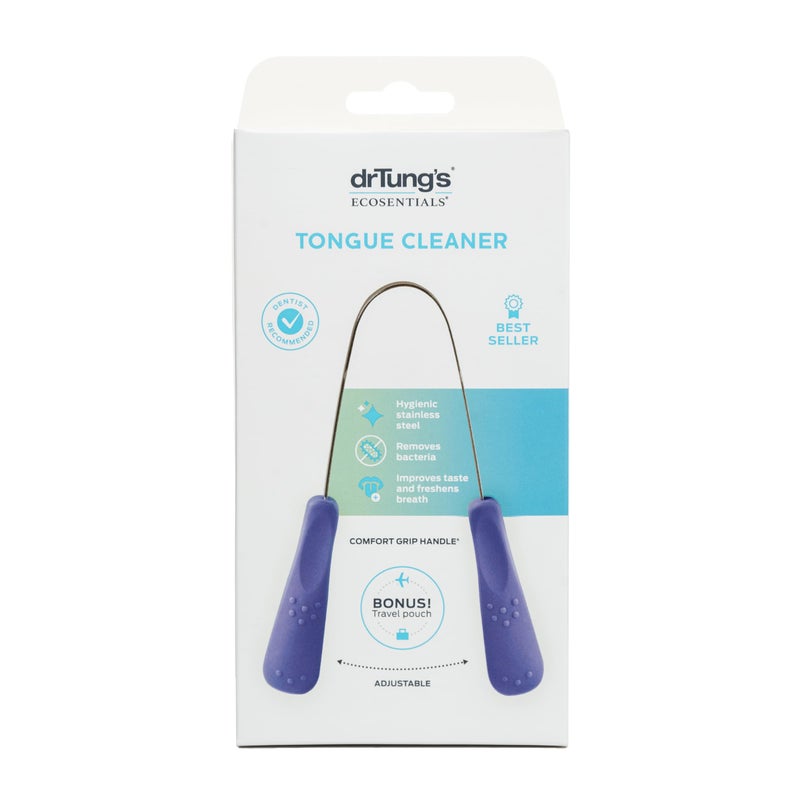 DrTung's Stainless Steel Tongue Cleaner & Smart Floss Bundle - Tongue Cleaner for Adults, Kids, Helps Freshens Breath, Natural Floss, Gentle on Gums, Comes with Travel Case - Cardamom Flavor (1 Pack) - Image 2