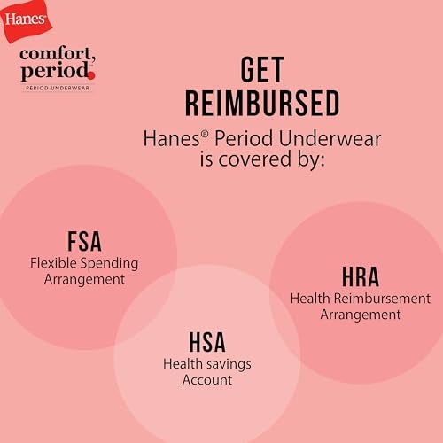 Hanes سروال حيض للبنات من هينز®، راحة فترة.™ سروال هيبستر، حماية معتدلة، عبوة 4 قطع - Image 5