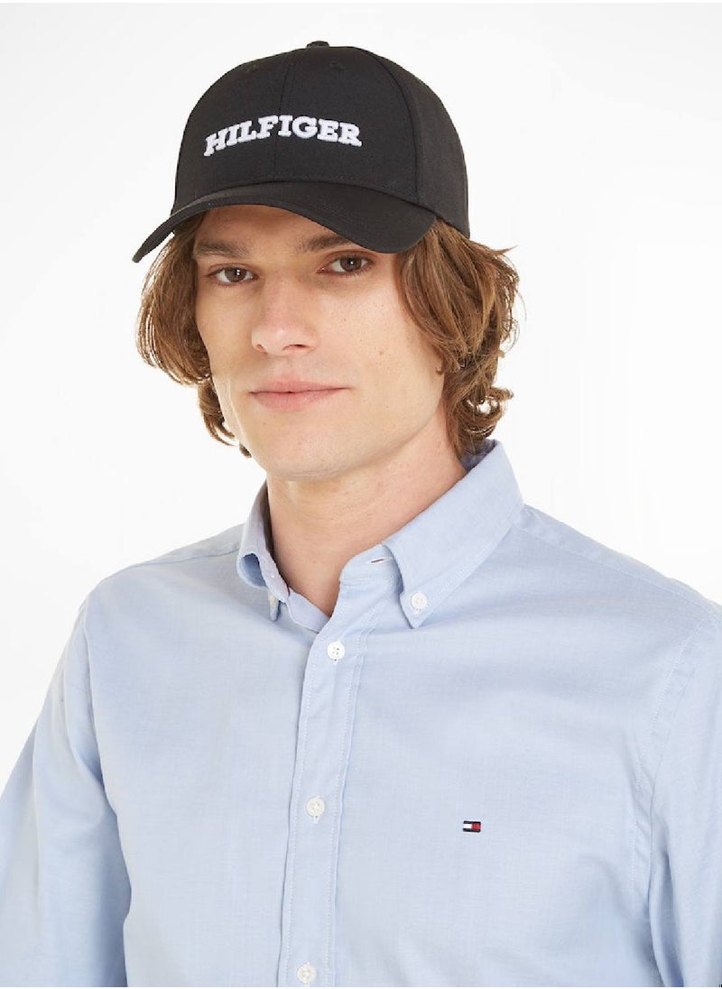 TOMMY HILFIGER Men's Hilfiger Monotype Canvas Baseball Cap -  Canvas, Black  - Image 1