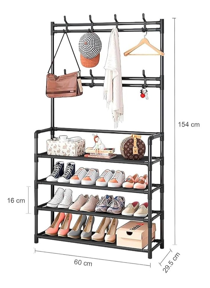 Multifunctional Metal Shoe Rack, 4 Tier Storage Rack and 8 Hooks for Easy Installation and Save Space for Estrada Living Room Bedroom size (60 * 28 * 150) (multicolor) - pzsku/Z020472EBC526D20AFF71Z/45/_/1734986177/404ec13a-6d7b-4377-b697-f6f8c60eecd6
