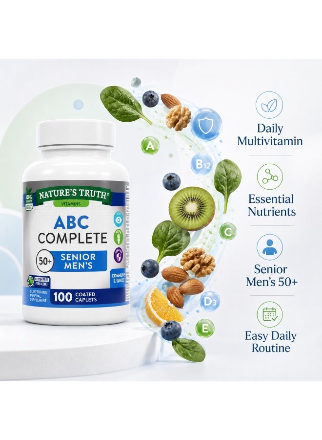 Nature's Truth Nature’s Truth ABC Complete Senior Men’s 50+ Multivitamin Supplement, Daily Vitamin and Mineral Caplets, 100 Count - Image 3