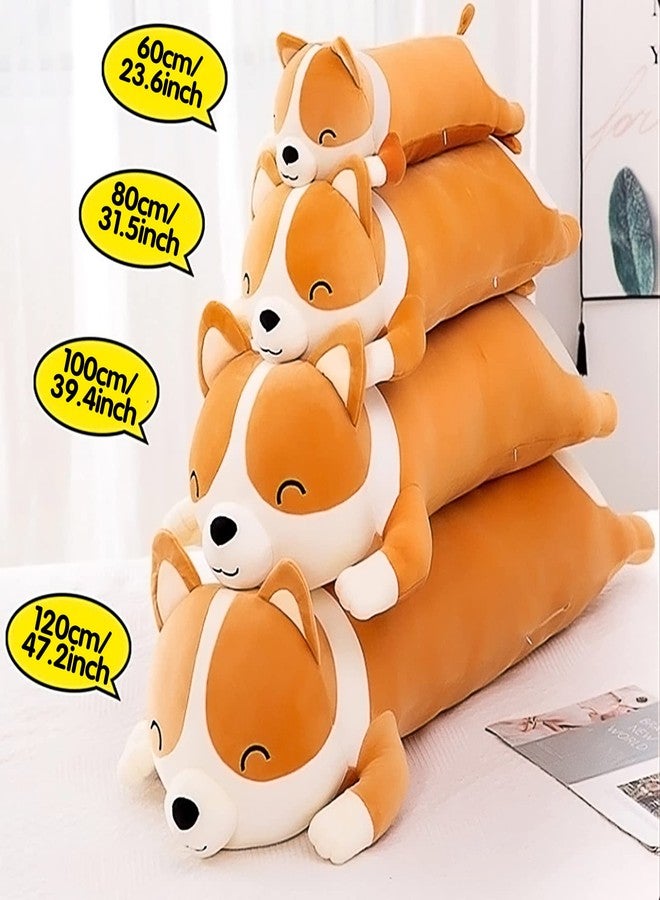 SNOWOLF Shiba Inu Plush Pillow Stuffed Animal Dog 47.2inch Cute Corgi Akita Soft Plush Toy Comfort Cushion Gifts for Girls Boys (Orange, 120cm/47.2inch) - Image 5