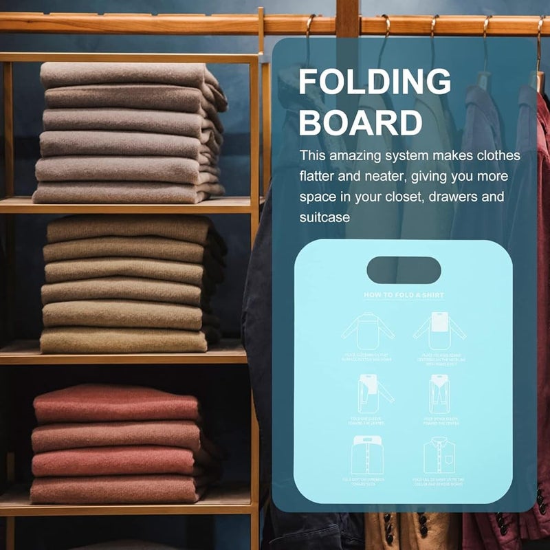 Excefore 2Pcs Laundry Folding Boards - T Shirts Clothes Folder - Closet Storage Drawer Organizer, Shirt Folding Board For Laundry, Folding Help, For Laundry Folds T-Shirts, Polos And Dress Shirts (Sky-blue) - Image 3