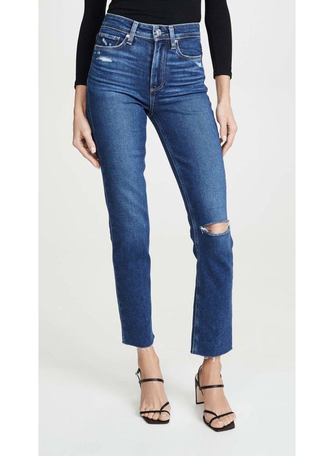 PAIGE Women's Hoxton High Rise Slim Fit Jean, Slopes Destructed, 24 - Image 2