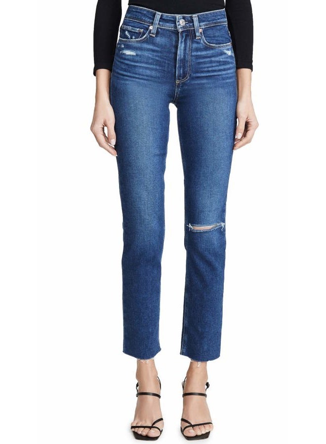 PAIGE Women's Hoxton High Rise Slim Fit Jean, Slopes Destructed, 24 - Image 1