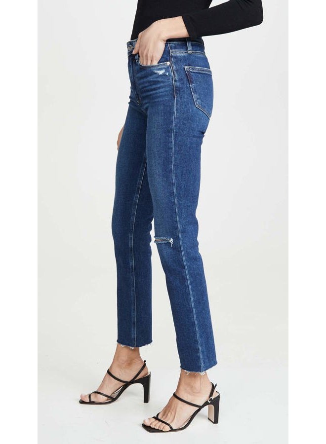 PAIGE Women's Hoxton High Rise Slim Fit Jean, Slopes Destructed, 24 - Image 4