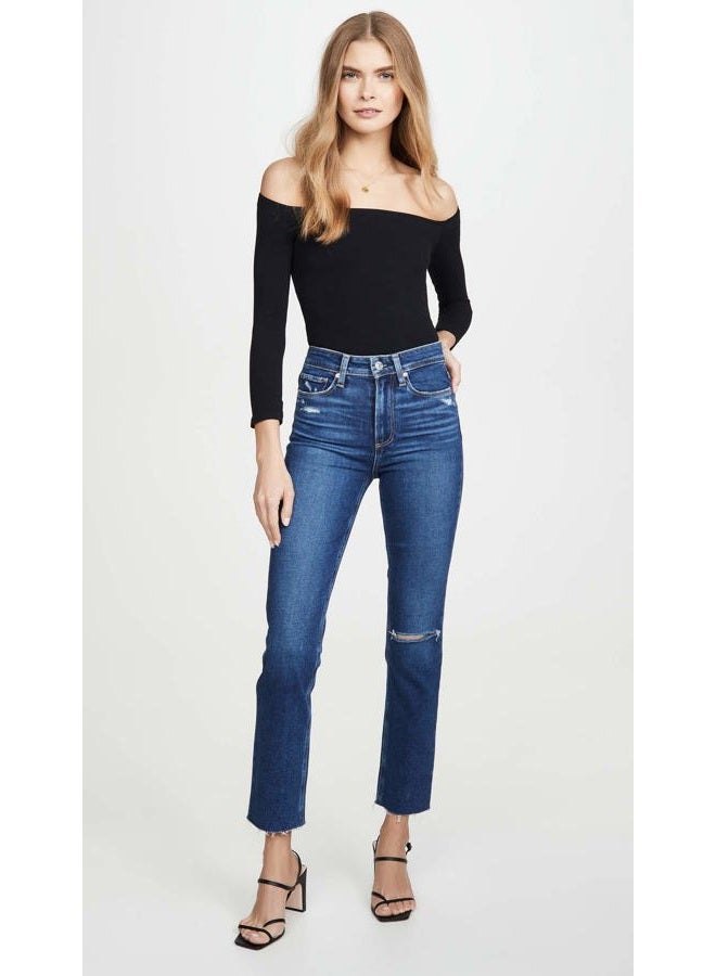 PAIGE Women's Hoxton High Rise Slim Fit Jean, Slopes Destructed, 24 - Image 5