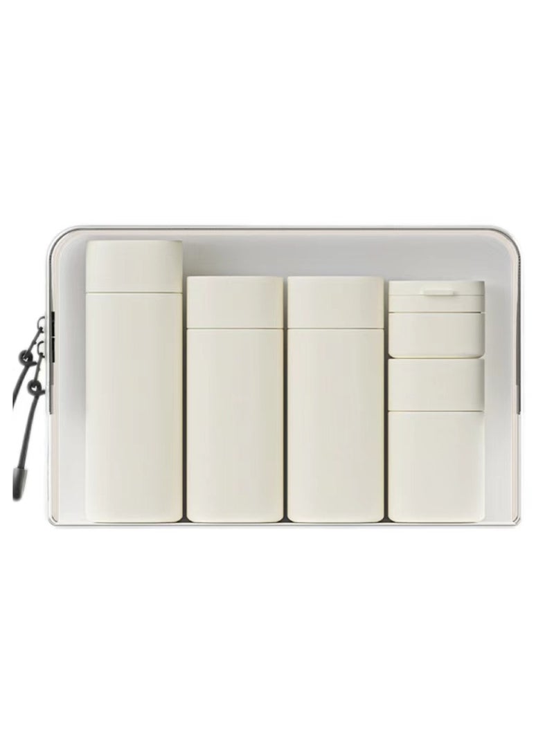 5 White Tube Travel Containers,can be used for travel organizers,Plastic Silicone Travel Bottle Set,Travel Size Dispenser Refillable Containers,Suitable for Travel Cosmetic Toiletries Dispensing Containers - Image 1