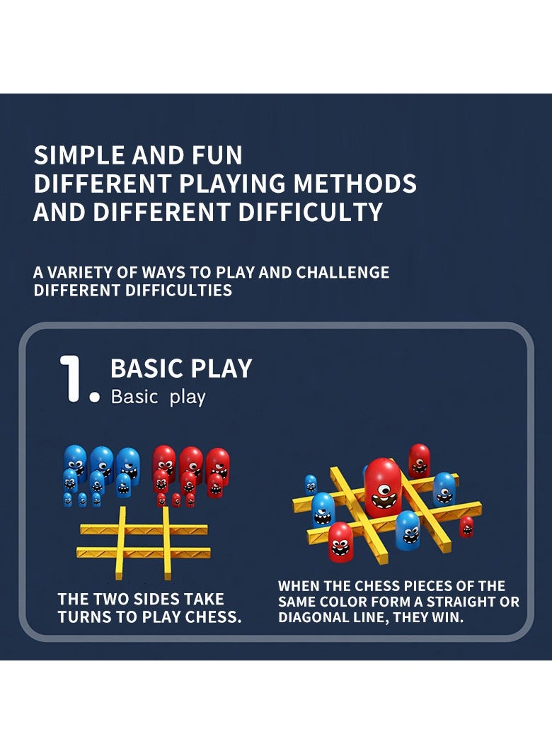 NIBEMINENT Gobble Board Game, Tic Tac Toe Game, Children's Educational Puzzle Game Toys, Classic 3D Board Game for Parent-Child Early Education Family Interaction - Image 4