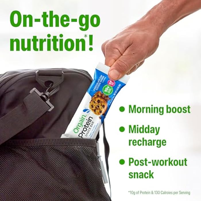 Orgain Organic Vegan Protein Bars, Chocolate Chip Cookie Dough - 10g Plant Based Protein, Low Calorie Healthy Snacks, No Lactose or Soy Ingredients, Gluten Free, Non-GMO - 1.41 Oz (Pack of 12) - Image 5