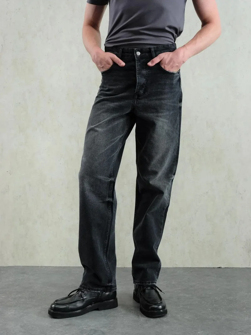 Giesto Dark Grey GIESTO Regular Fit Straight Leg Denim Jeans for Men | Best Price UAE