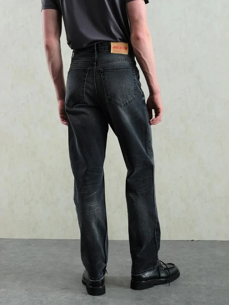 Giesto Dark Grey GIESTO Regular Fit Straight Leg Denim Jeans for Men | Best Price UAE