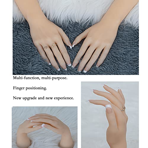 linmin 1 Pair of Life-Size Silicone Female Models Hand Display Jewelry Display Art Sketches, etc. (Pink Nails) - Image 4