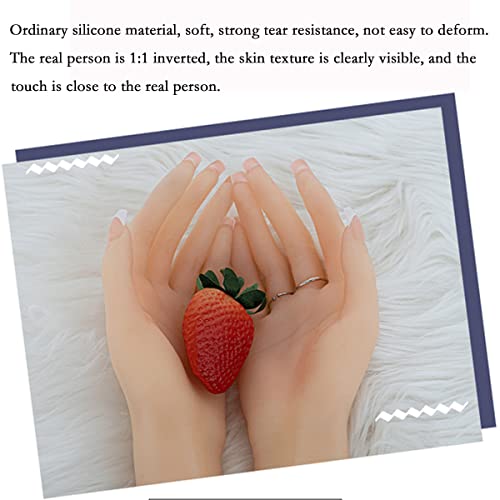 linmin 1 Pair of Life-Size Silicone Female Models Hand Display Jewelry Display Art Sketches, etc. (Pink Nails) - Image 3