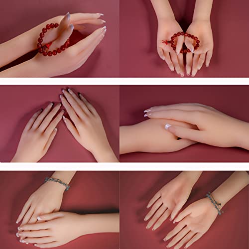 linmin 1 Pair of Life-Size Silicone Female Models Hand Display Jewelry Display Art Sketches, etc. (Pink Nails) - Image 2