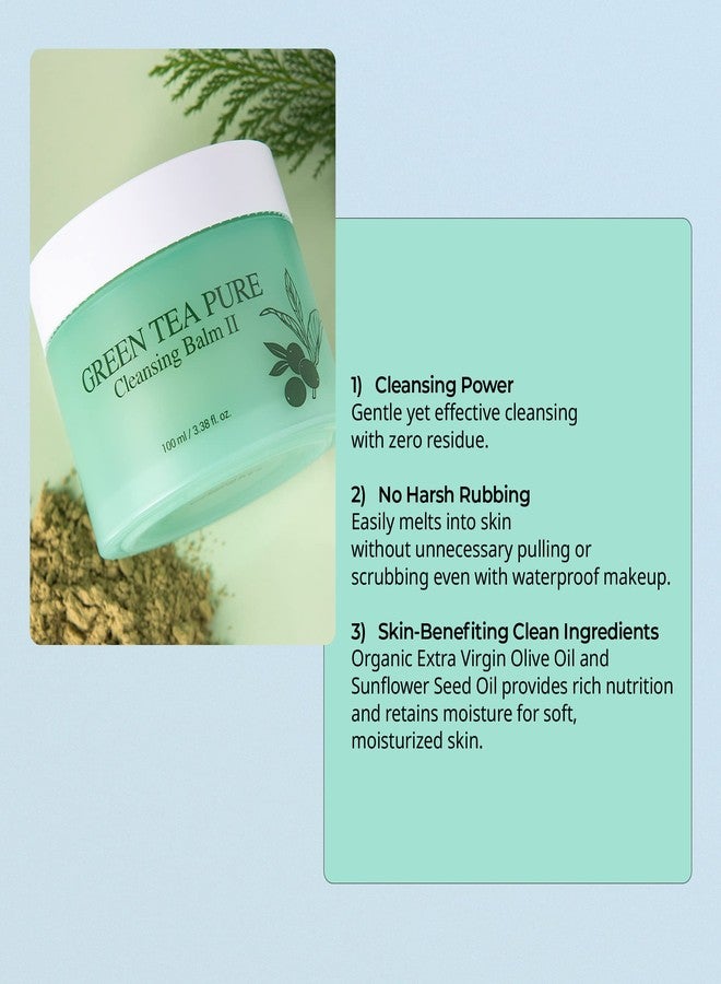 YADAH Green Tea Cleansing Balm II (3.38fl oz) - Makeup Remover, Moisturizing, Residue-Free. Korean Skin Care. Vegan, For Sensitive Skin, Botanical oil extract. - Image 3