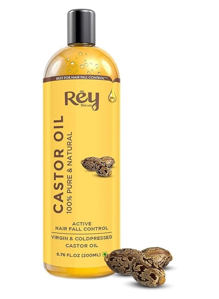 Rey Naturals Rey Naturals Premium Cold Pressed Castor Oil - Pure & Virgin Grade - for Healthy Hair and Skin - 200 ML - Image 1