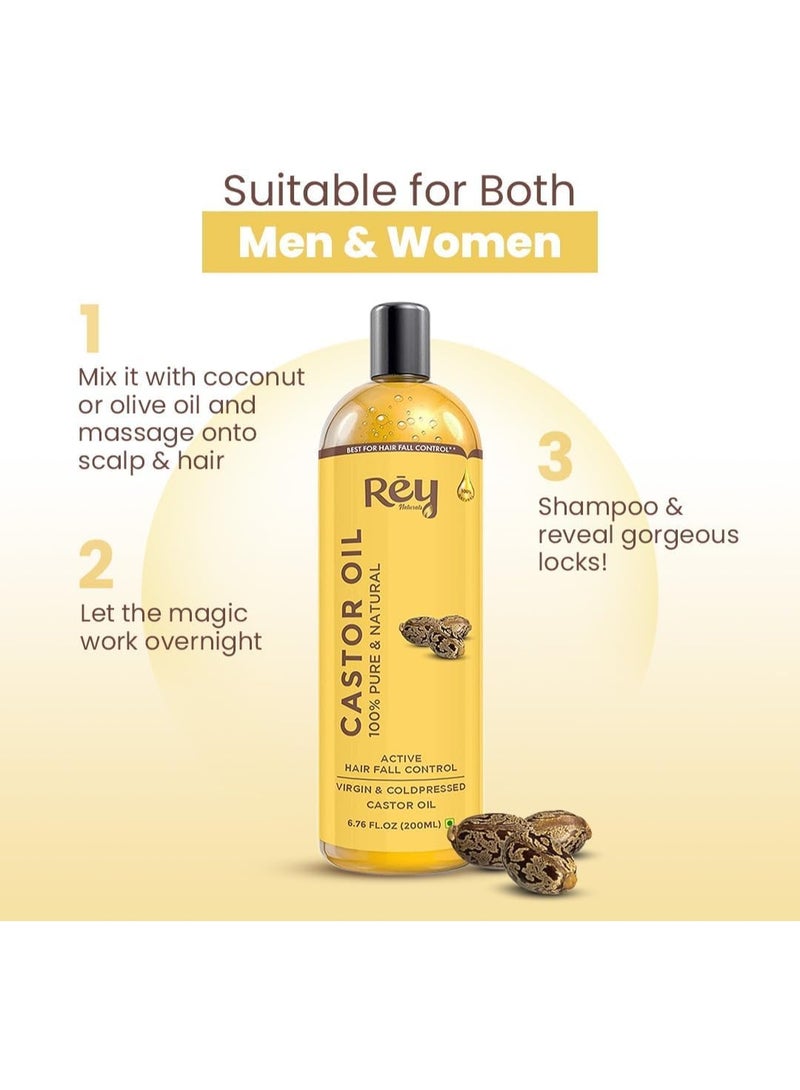 Rey Naturals Rey Naturals Premium Cold Pressed Castor Oil - Pure & Virgin Grade - for Healthy Hair and Skin - 200 ML - Image 4