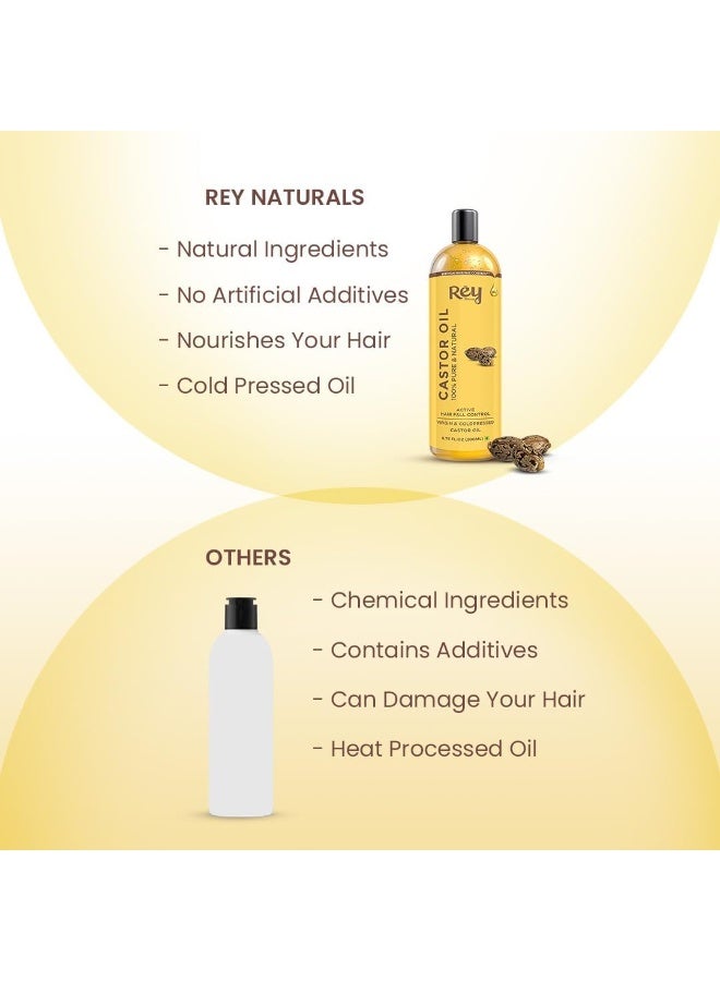 Rey Naturals Rey Naturals Premium Cold Pressed Castor Oil - Pure & Virgin Grade - for Healthy Hair and Skin - 200 ML - Image 2