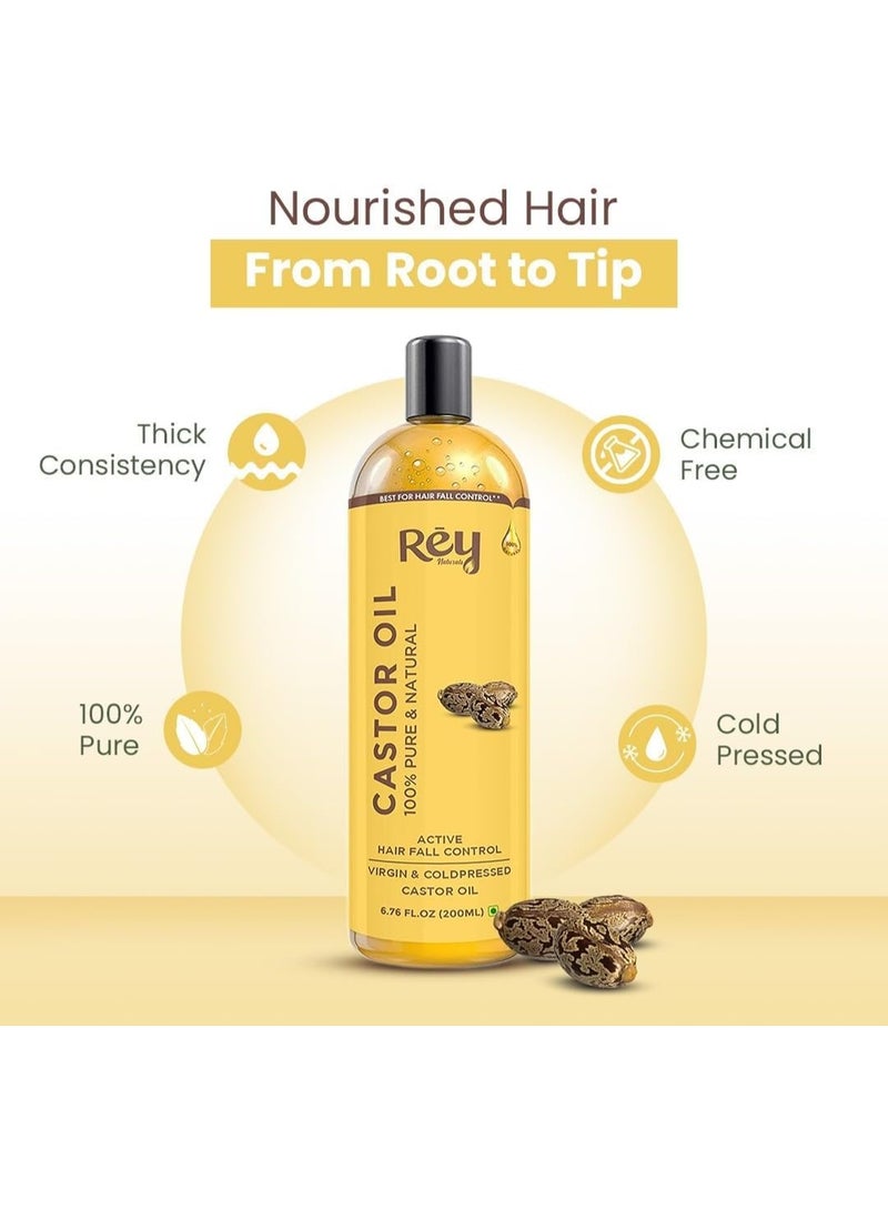 Rey Naturals Rey Naturals Premium Cold Pressed Castor Oil - Pure & Virgin Grade - for Healthy Hair and Skin - 200 ML - Image 3