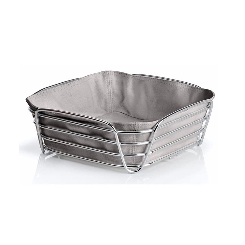 blomus Delara Bread Basket, Chromed Steel, Cotton, Moonbeam, M: 26 cm - Image 1