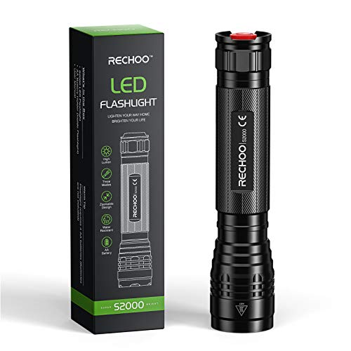 RECHOO S2000 LED Flashlight High Lumens, Super Bright, Powerful, Mid-Size Tactical Flashlight with 3 Modes, Zoomable, Water Resistant Flashlights for Home, Emergencies, Camping, Outdoor Use - Image 1