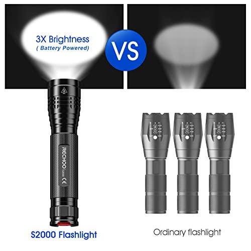 RECHOO S2000 LED Flashlight High Lumens, Super Bright, Powerful, Mid-Size Tactical Flashlight with 3 Modes, Zoomable, Water Resistant Flashlights for Home, Emergencies, Camping, Outdoor Use - Image 4