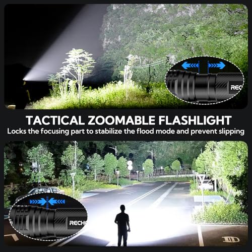 RECHOO S2000 LED Flashlight High Lumens, Super Bright, Powerful, Mid-Size Tactical Flashlight with 3 Modes, Zoomable, Water Resistant Flashlights for Home, Emergencies, Camping, Outdoor Use - Image 3