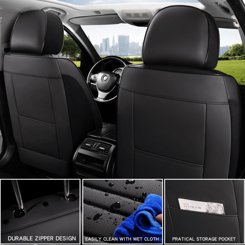 MINGBRON Front Car Seat Covers,Car Seat Protector Waterproof,Seat Covers Front Set, Car Seat Protectors,Automotive Seat Covers Fit for Most Cars Black - Image 2