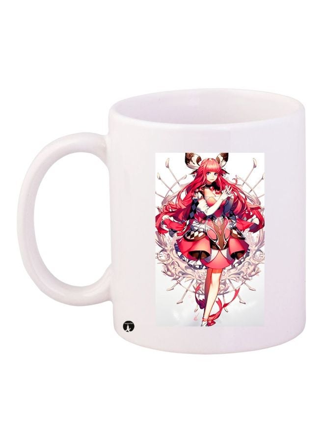 Anime Girl Printed Coffee Mug White/Red/Blue 11ounce