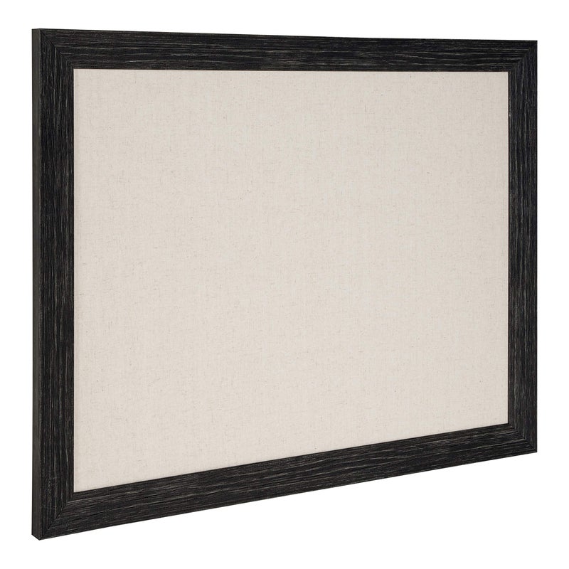 DesignOvation Beatrice Framed Linen Fabric Pinboard 23 x 29 Distressed Black Rustic Wall Organization
