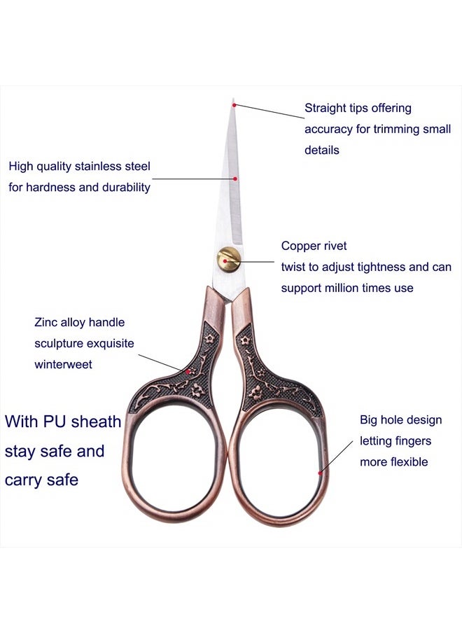 KISTARCH 2pcs 5Inch Small Vintage Precision Scissors,Multi-Purpose Beauty Grooming Kit for Hair trimming,Facial,Beard,Eyebrow,Eyelash, sewing scissors for Embroidery,Craft, Art Work & Everyday Use  - Image 3